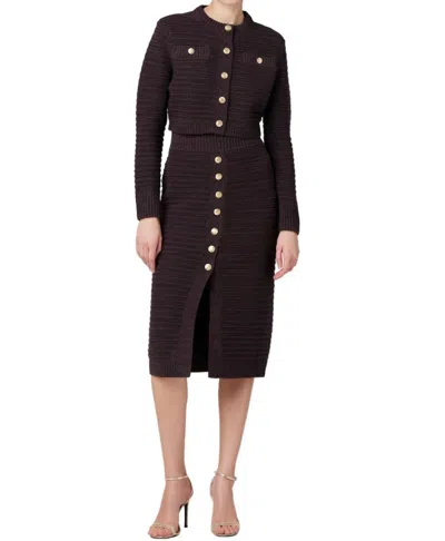 Toccin Tani Button Front Pencil Skirt In Brown