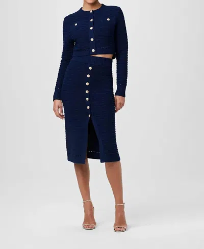 Toccin Tani Button Front Skirt In Navy In Blue
