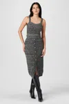 Toccin Tani Embellished Knit Pencil Skirt In Gray