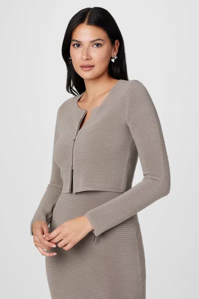 Toccin Tasha Zipper Crop Cardigan In Brown