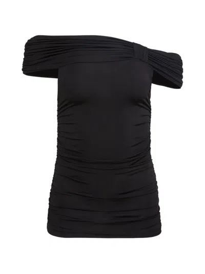 Toccin Teagan Off-the-shoulder Ruched Top In Black