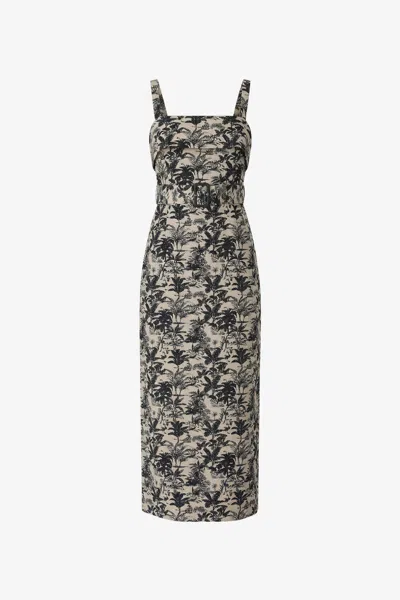 Toccin Theodora Belted Midi Dress In Multi