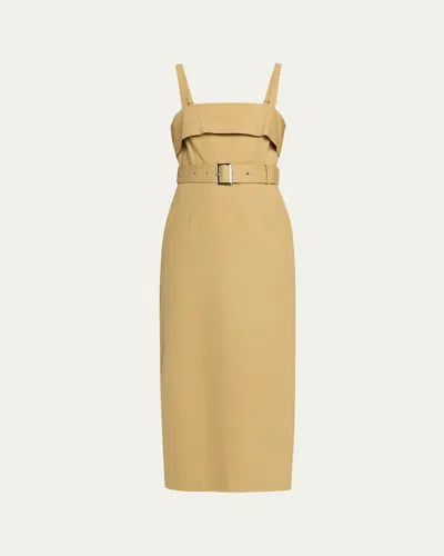 Toccin Theodora Belted Midi Dress In Yellow