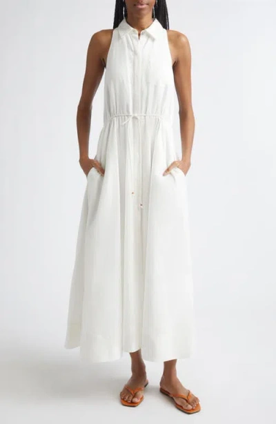 Toccin Tiana Sleeveless Shirt Midi Dress In White