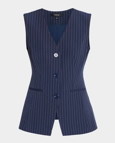 Toccin Tibbie Three-button Cutaway Vest In Blue