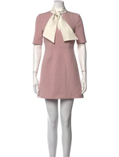 Pre-owned Toccin Tie Neck Mini Dress In Pink/white