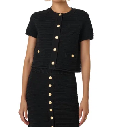 Toccin Tilly Short Sleeve Cardigan In Black