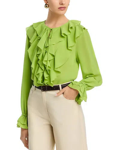 Toccin Tobi Exaggerated Ruffle Blouse In Green