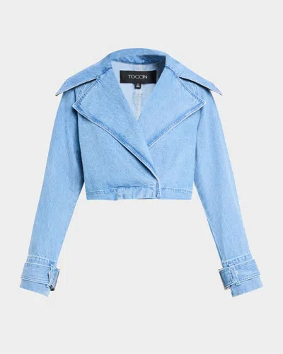 Toccin Tommy Cropped Denim Trench Coat In Liwas