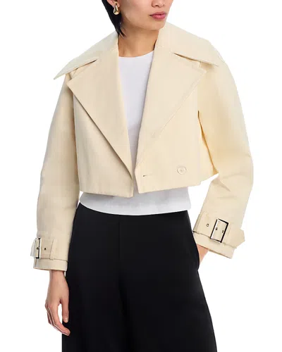 Toccin Tommy Cropped Trench Coat In Parchment