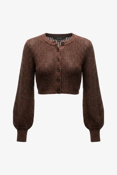 Toccin Tori Blouson Sleeve Cardigan In Brown