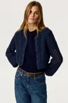 Toccin Tori Crochet Blouson Cardigan In Blue