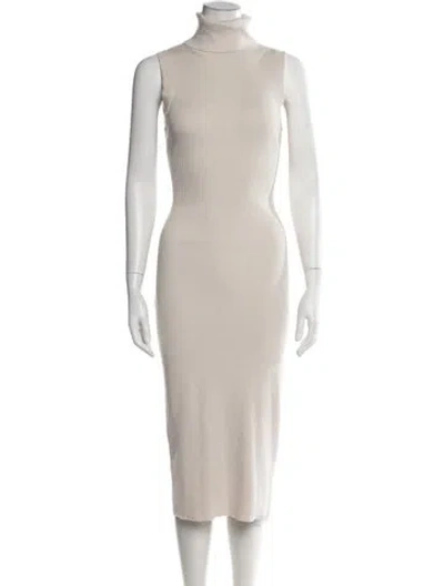 Pre-owned Toccin Turtleneck Midi Length Dress In Neutral