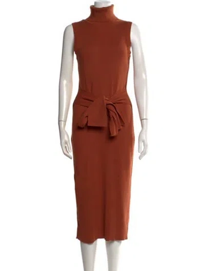Pre-owned Toccin Turtleneck Midi Length Dress In Red