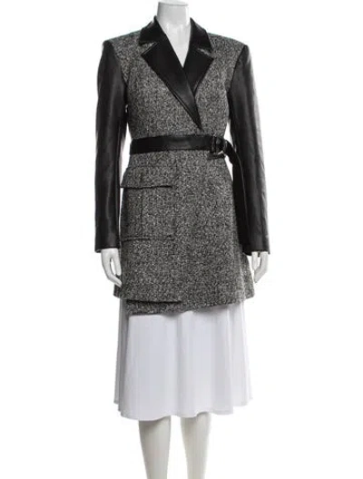 Pre-owned Toccin Tweed Pattern Blazer In Black