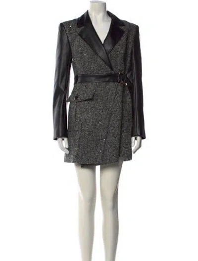 Pre-owned Toccin Tweed Pattern Mini Dress In Black