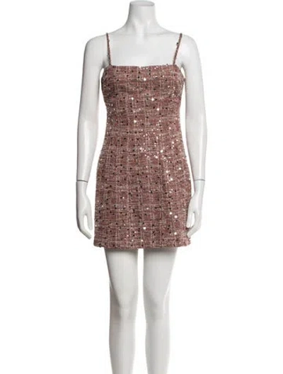 Pre-owned Toccin Tweed Pattern Mini Dress In Multicolor