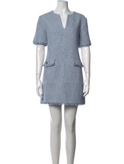 Pre-owned Toccin Tweed Pattern Mini Dress W/ Tags In Blue