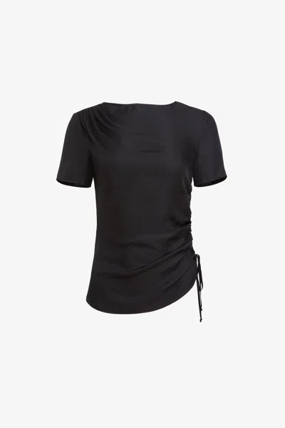 Toccin Uma Short Sleeve Top With Drawstring Detail In Black