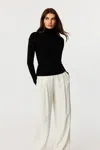 Toccin Valeria Rib Knit Turtle Neck In Black
