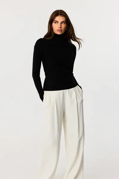 Toccin Valeria Rib Knit Turtle Neck In Black