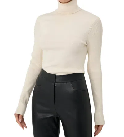 Toccin Valeria Rib Knit Turtleneck Sweater In Ivory In Neutral