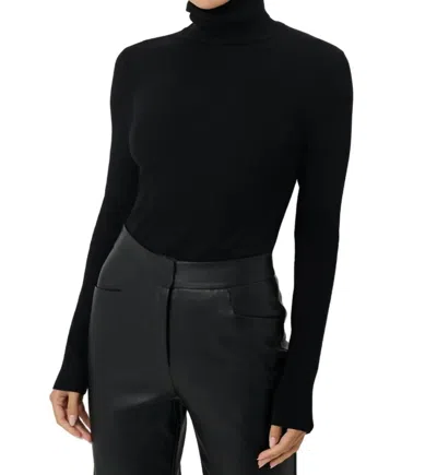 Toccin Valeria Rib Knit Turtleneck Sweater In Jet Black In Burgundy