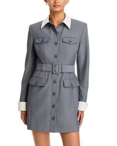 Toccin Valerie Long Sleeve Collared Button Front Dress In Gray