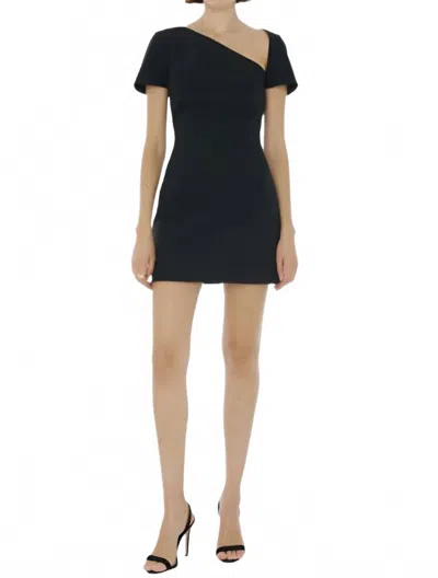 Toccin Vanessa Angled Neckline Sculpted Dress In Jet Black