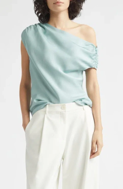 Toccin Veda Ruched One-shoulder Top In Green