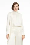 Toccin Veronica Long Sleeve Pussy-bow Blouse In White