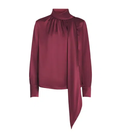 Toccin Veronica Pussybow Blouse In Burgundy