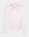 Toccin Veronica Tie-neck Satin Blouse In Pink