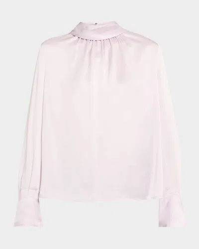 Toccin Veronica Tie-neck Satin Blouse In Pink