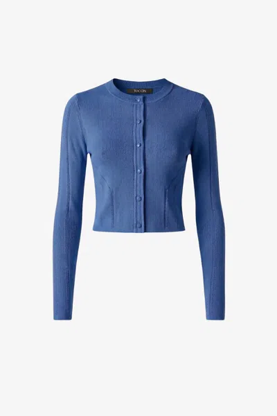 Toccin Vicki Cropped Fitted Cardigan In Blue