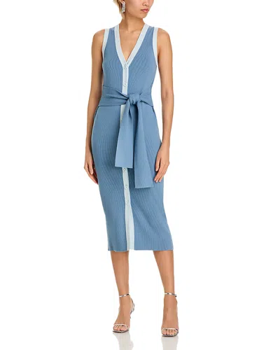 Toccin Victoria Midi Dress In Steel Blue/ice Blue