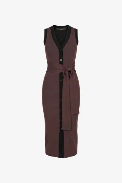 Toccin Victoria Tie Front Sleeveless Midi Dress In Burgundy