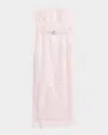 Toccin Vivian Belted Sequined Lace Midi Dress In Pink