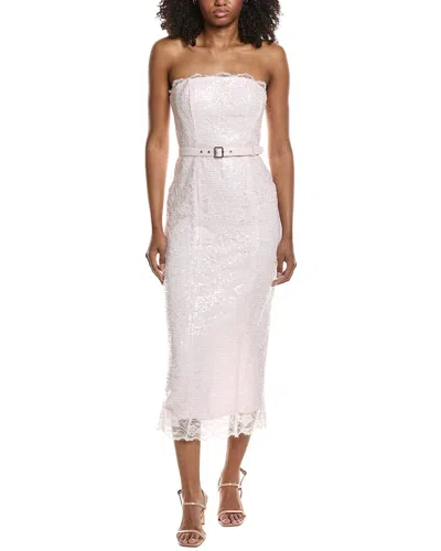 Toccin Vivian Lace Belted Midi Dress In Pink