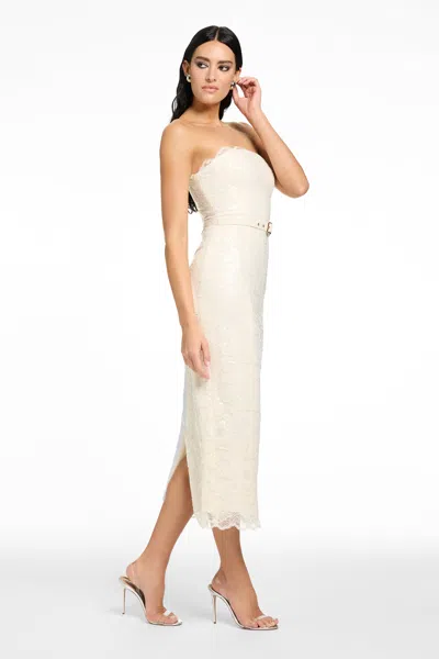 Toccin Vivian Strapless Belted Mini Dress In White