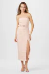 Toccin Vivian Strapless Tweed Midi Dress In Pink