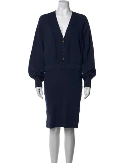 Pre-owned Toccin V-neck Knee-length Dress In Black