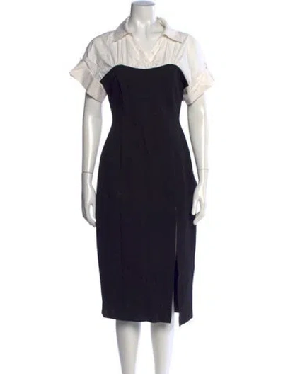 Pre-owned Toccin V-neck Knee-length Dress In Black