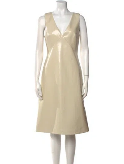Pre-owned Toccin V-neck Knee-length Dress In Neutral