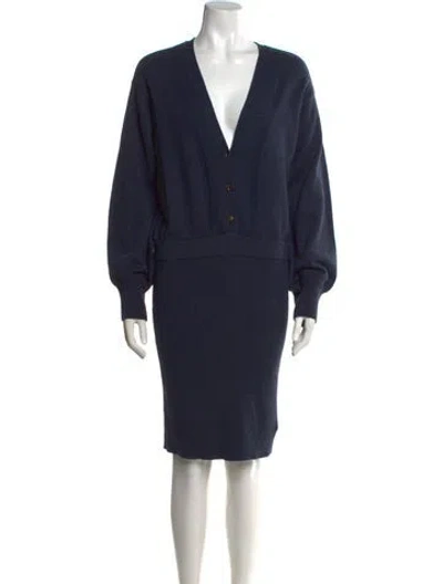 Pre-owned Toccin V-neck Knee-length Dress W/ Tags In Blue
