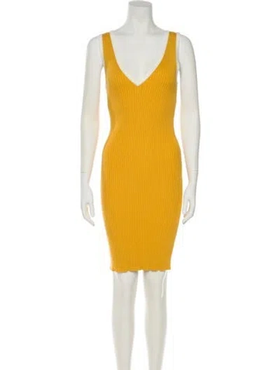 Pre-owned Toccin V-neck Knee-length Dress In Yellow