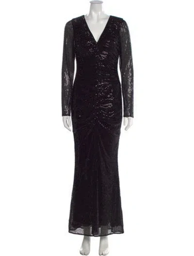 Pre-owned Toccin V-neck Long Dress In Black