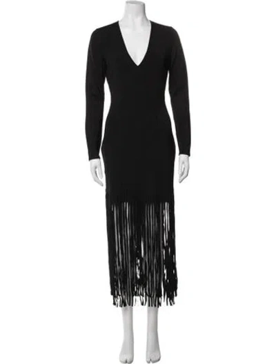 Pre-owned Toccin V-neck Long Dress In Black