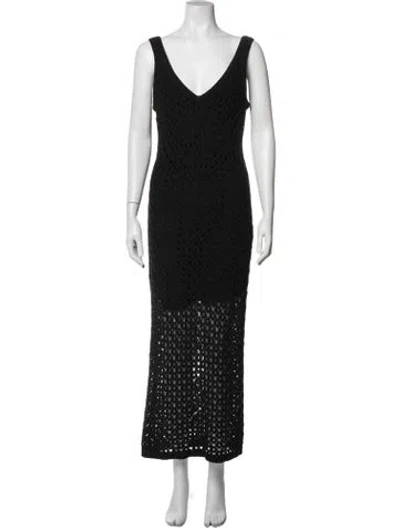 Pre-owned Toccin V-neck Long Dress In Black