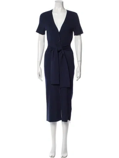 Pre-owned Toccin V-neck Long Dress In Blue